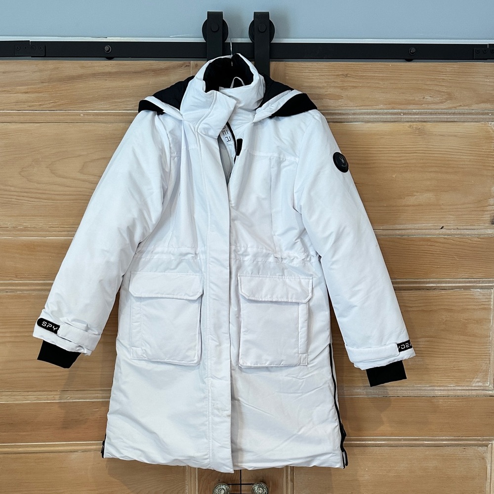 Spyder White Hooded Puffer Jacket